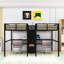 Lit mezzanine en métal avec bureau, armoire et tablettes-1198596678