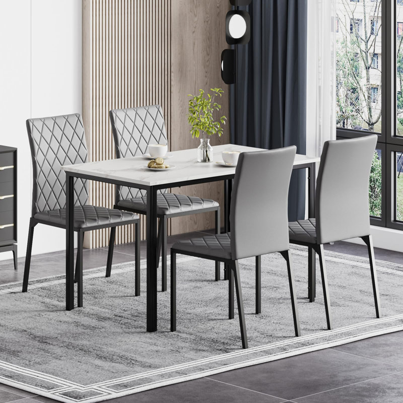 4 - Person Dining Set, Grey, White