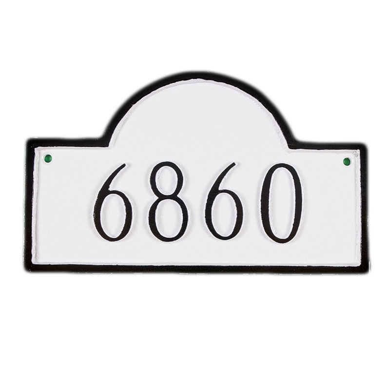 Plaque d'adresse murale 1 ligne Petite, Blanc / Noir, Oui