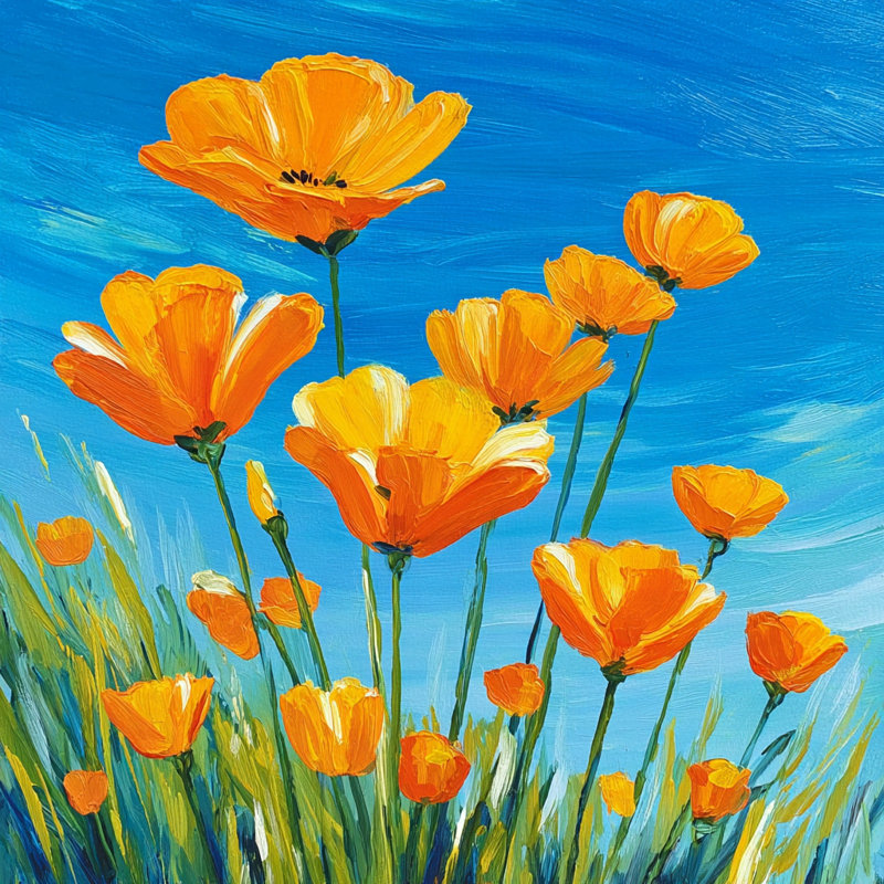 Brise parmi les fleurs - art mural sur toile tendue, H 20 po x l 20 po