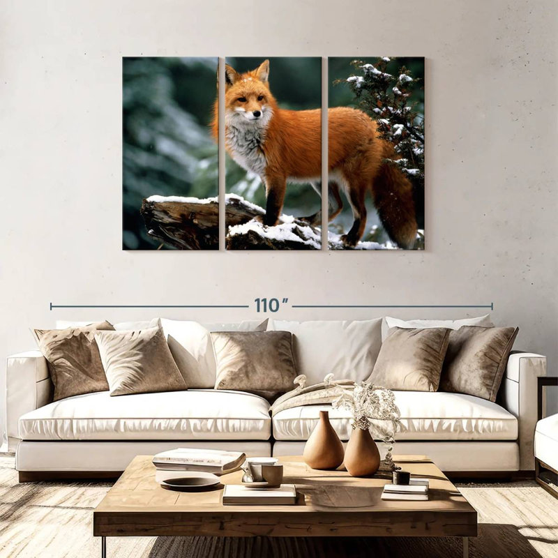 Furry Winter Fox, 48" H x 74" W