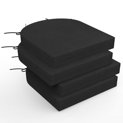 Coussins d'extérieur pour meubles de patio, ensemble de 4 coussins de siège d'extérieur imperméables de 17 po x 16 po x 3 po en forme de D avec attache antidérapante