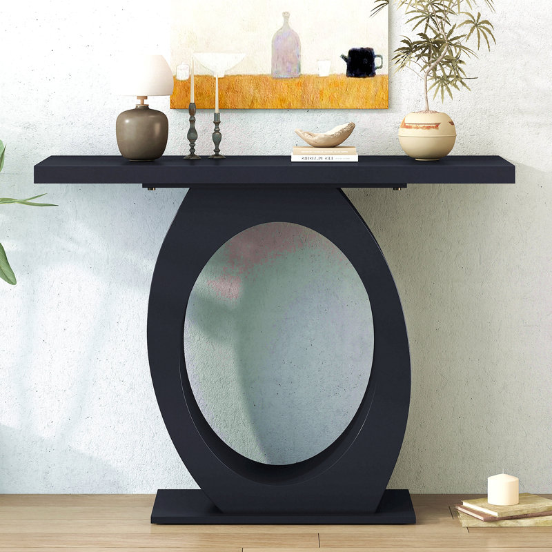 Console moderne et élégante avec base en forme d'œuf Mirod, Noir