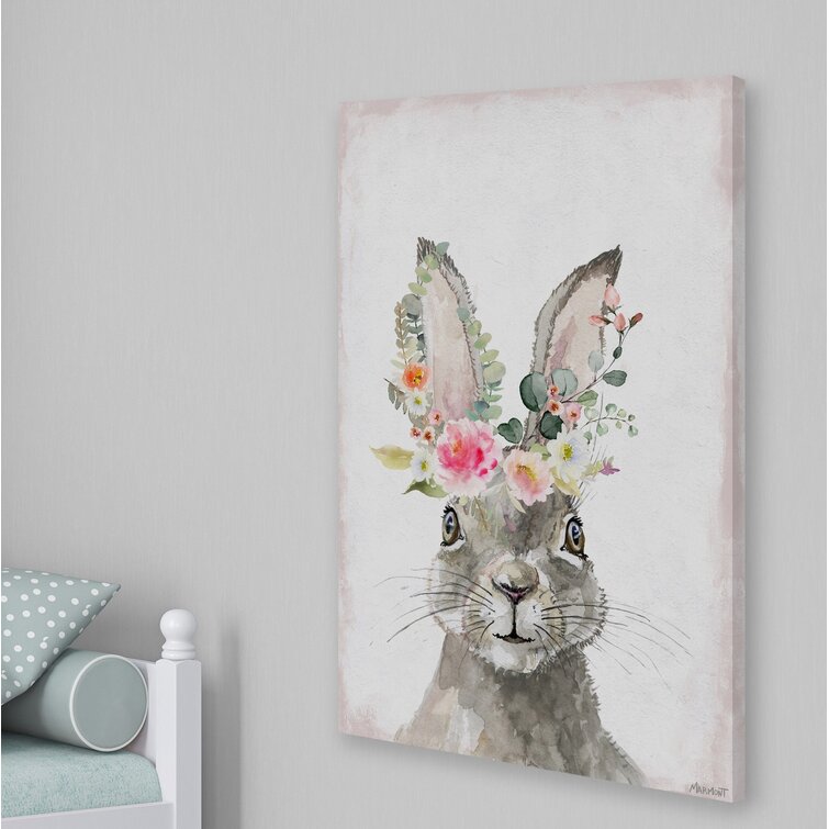bunny garden acrylic painting (4x4 canvas)