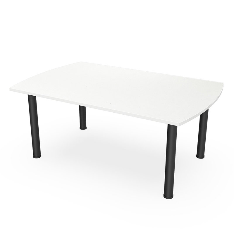 Table de conférence rectangulaire Arc avec pieds, Noir mat, L 72 po x l 48 po, Blanc classique