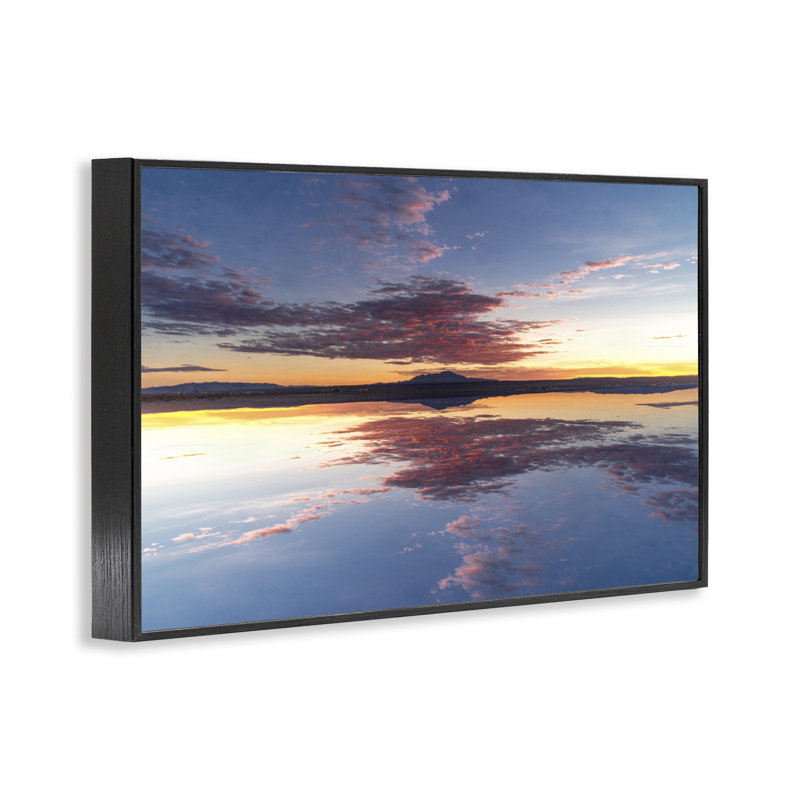 «Calm Sunset Reflection», giclée par Robin Vandenabeele, H 12 po x l 18 po, Giclée encadrée noir minuit
