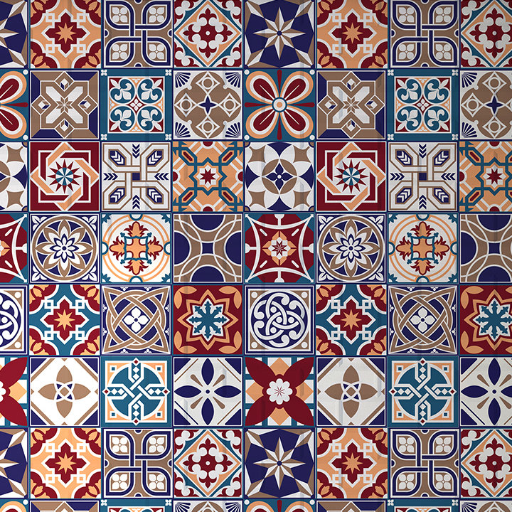 Mahogany Azulejo Mix PVC Mosaic Tile Sticker - 15cm x 15cm, 1 Pack