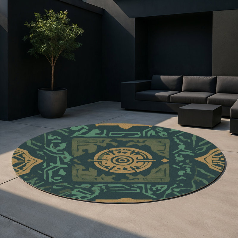 Forest Haven Indoor And Outdoor Area Rug, Round 5'