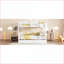 Lit superposé double en bois d'hévéa double - convertible en 2 lits, 2 tiroirs de rangement, aucun sommier nécessaire, blanc-113684700-113684701