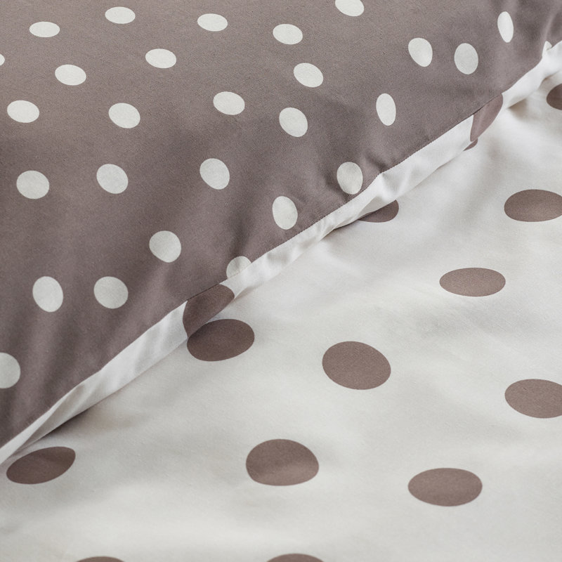 Polka Dot Reversible Duvet Cover Set, King, Chocolate