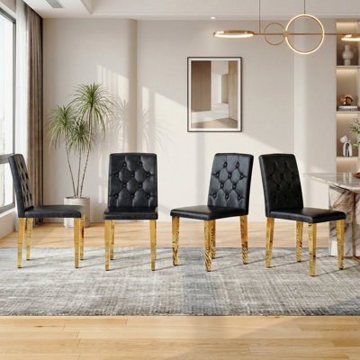 Upholstered Dining Chairs With Metal Legs, Armless High Back, Set Of 2 Or 4
