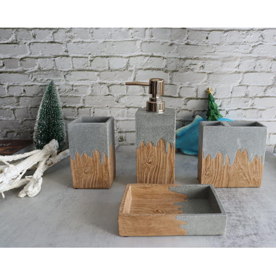 Wooden Design Bathroom Accessories Set