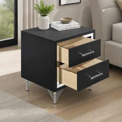 Malcolm Black 2-drawer Nightstand Bedside Table