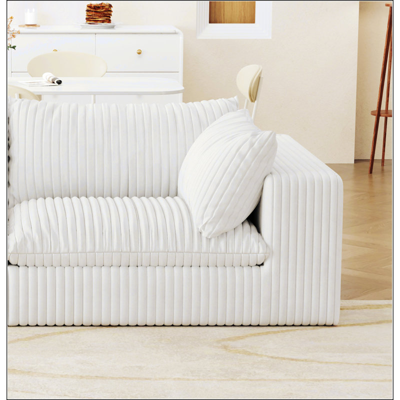 Canapé Cloud avec tissu velours côtelé, assise profonde, conception à deux couches, coussins amovibles, sans assemblage, combinaison de bricolage pour une utilisation polyvalente dans les salons et les chambres