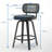 Set of 2 Mid-Century Modern Swivel Bar Stool with Cane Back, Walnut Wood Frame and 360° Swivel Seat-14891187-14891197