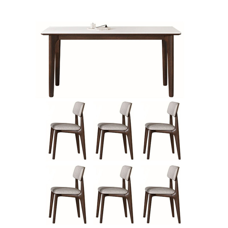 Ensemble de salle à manger rectangulaire en bois massif noyer 31,49 po, H 29,52 po x L 62,99 po x l 31,49 po