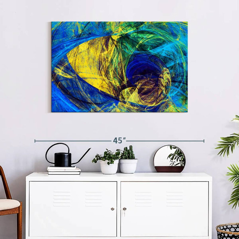 Avery Blue Abstract Tunnels, 24" H x 36" W