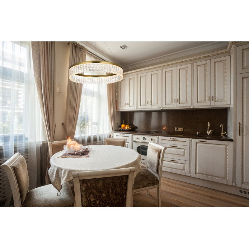 Lustre rond à DEL Yiana, H 4,5 po x l 24 po x P 24 po, Or satiné