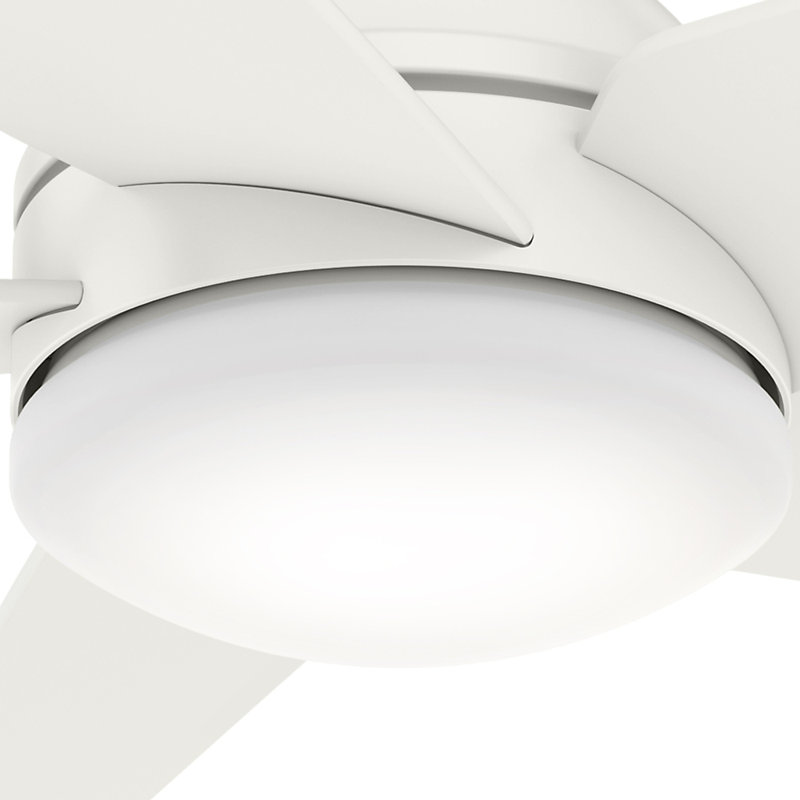 52" Isotope 5 - Blade LED Flush Mount Ceiling Fan with Wall Control and Light Kit Included, Fresh White
