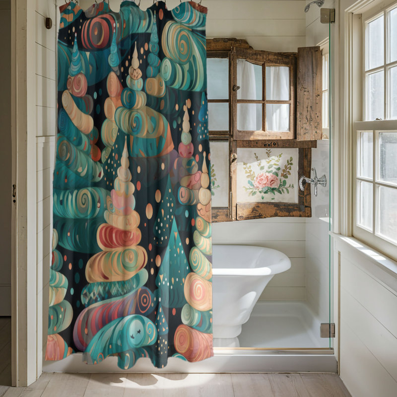 Bright Tree - Rideau de douche Premium, H 74 po x l 71 po