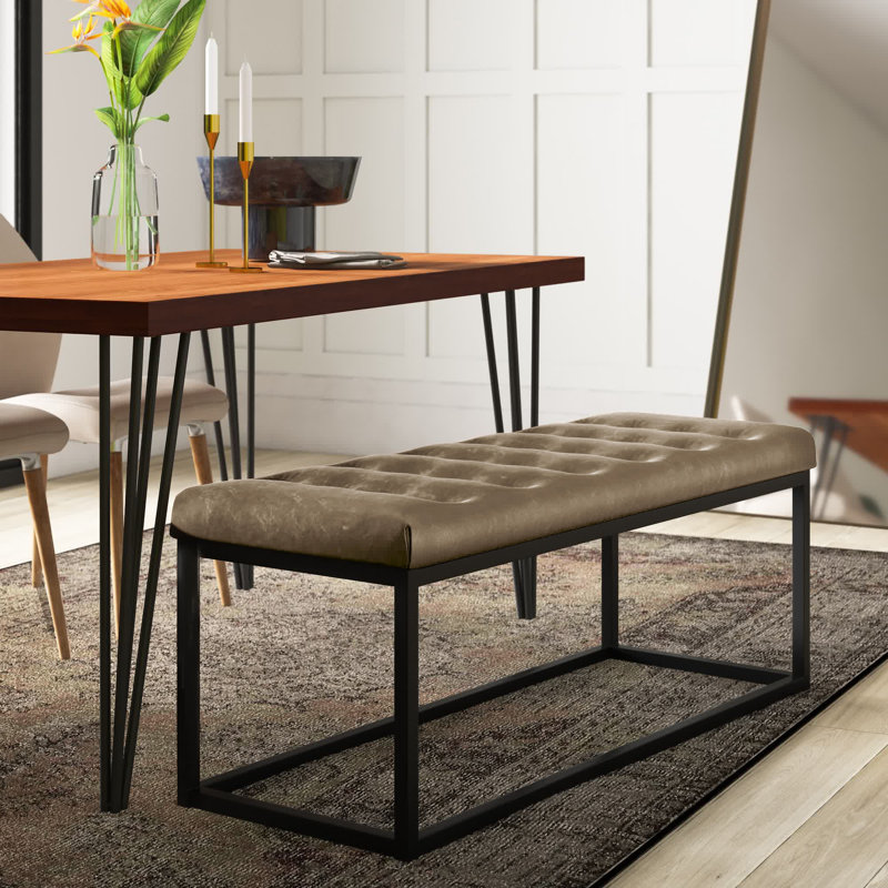 Landry Faux Leather Upholstered Bench, Tan