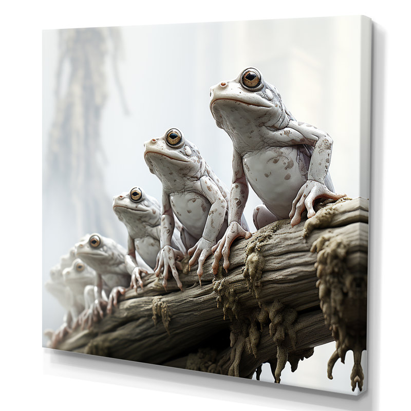 Minimalisme grenouille harmonie familiale sur toile, Toile tendue, H 24 po x l 24 po