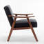 Pour salon supplémentaire | Fauteuil d'appoint compact, revêtement en velours avec cadre en bois massif noir mat-326864918