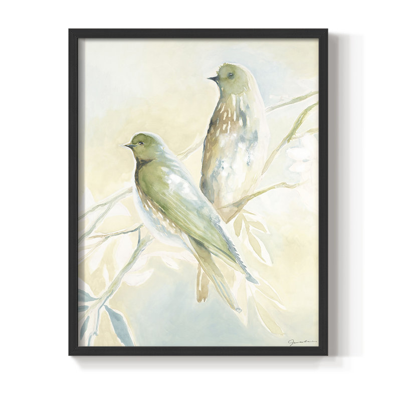 «LoveBirdsPaintingon», reproduction d'art encadrée - Bois massif, H 21 po x l 17 po, Noir, noir, noir, noir