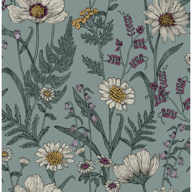 Spring Meadow Peel and Stick Wallpaper, Blue