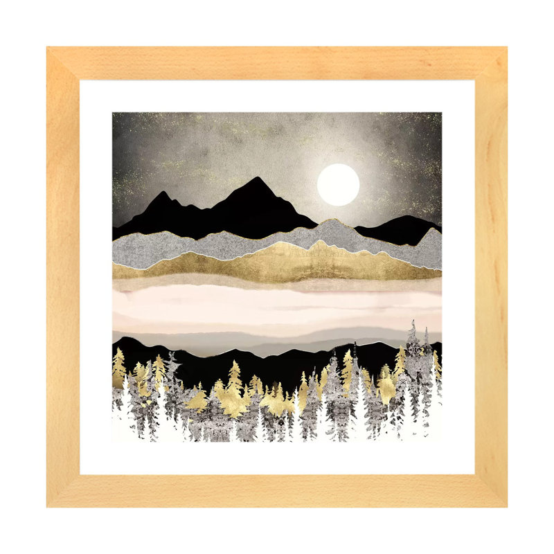 Lune d'hiver - imprimé, H 24 po x l 24 po x p 1 po, Cadre papier naturel