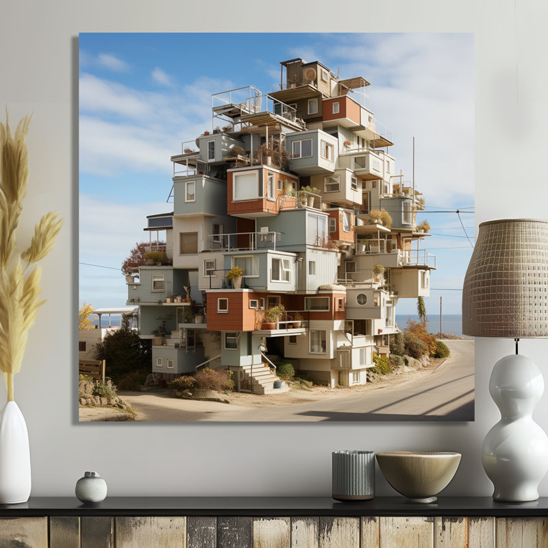 Ensemble de maisons rétro moderne, Pas de métal encadré, H 30 po x l 30 po x P 1 po