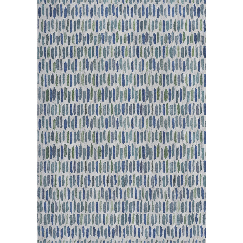 Cayo Hand Tufted PET Indoor/Outdoor Rug in Natural/Green/Blue, Rectangle 9' x 13'