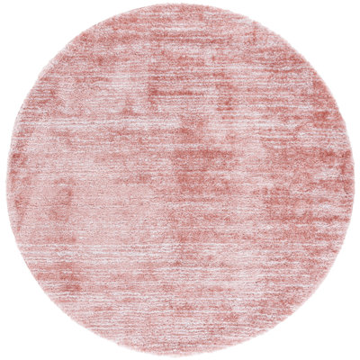 Tapis rose / ivoire en polypropylène / jute / sisal tissé à la machine