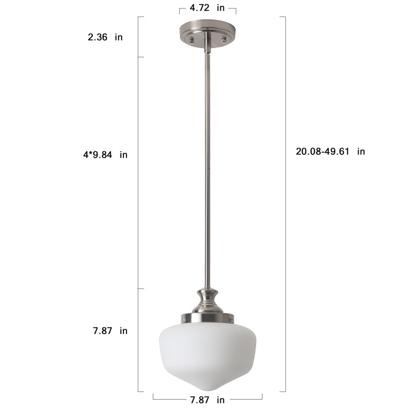 Luminaire suspendu simple à 1 lumière Tadesha, Argent
