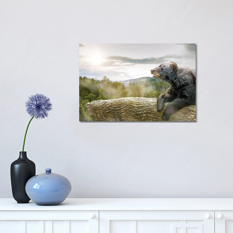 Bear In Tree At Smoky Mountains Park by Susan Schmitz - Print on Canvas, Wrapped Canvas, 30.48 cm H x 45.72 cm W