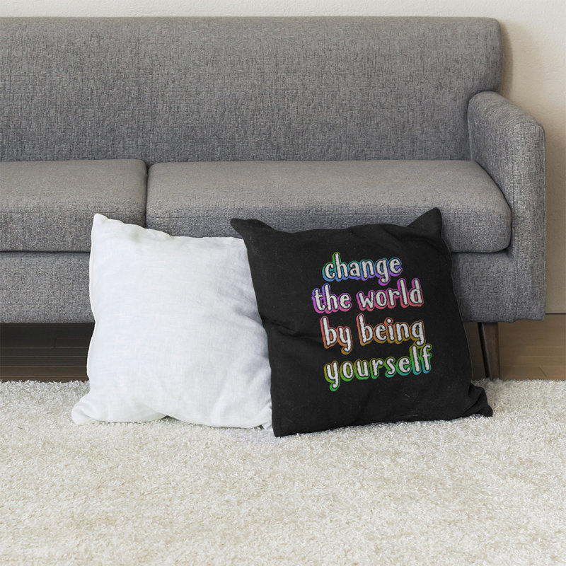 Change the World Floor Pillow, 40" H x 40" W, Rainbow
