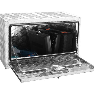 Boîte de poids lourd en aluminium 30 po 14 po 16 po 16 po avec rangement verrouillable imperméable avec clés de verrouillage pour fourgon remorque de fournitures en alliage d'aluminium argenté