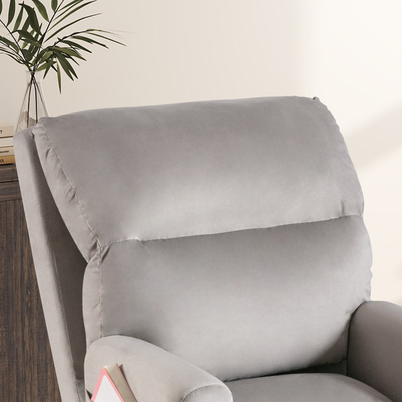 44.1''Wide Modern Soft Upholstered Standard Reclining Accent Chair With Ottoman, Gray Velvet