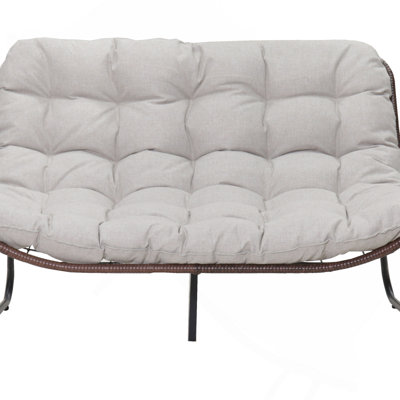 Patio Loveseat Sofa, Outdoor Wicker Loveseat With Luxury Thick Cushion, All-Weather Patio Furniture Set, Outdoor Glider Bench For Garden Balcony Backyard
