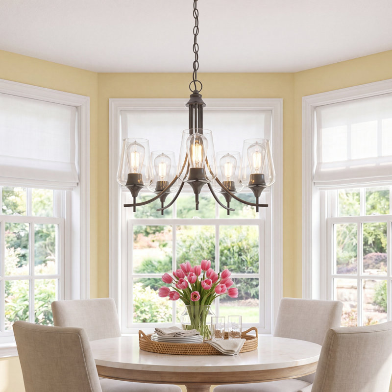 Breena 5-Light Chandelier, Matte Black, Clear