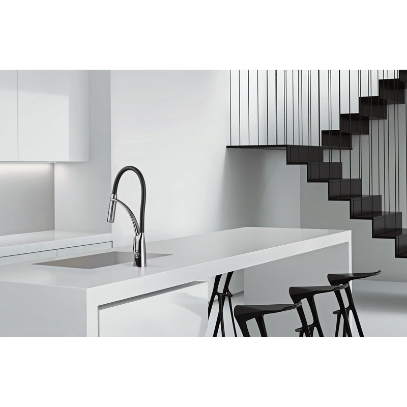 Julius Culinary Single Handle Pull-Down Kitchen Faucet, Polished Chrome