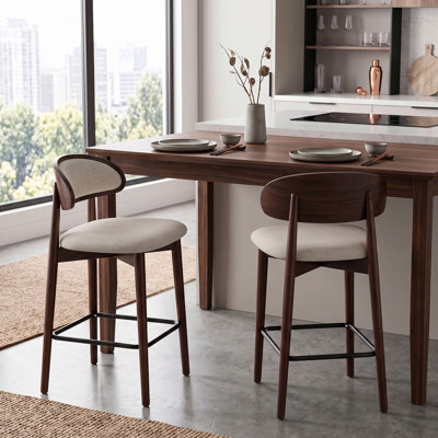 Wooden arc-shaped soft-panel bar stool