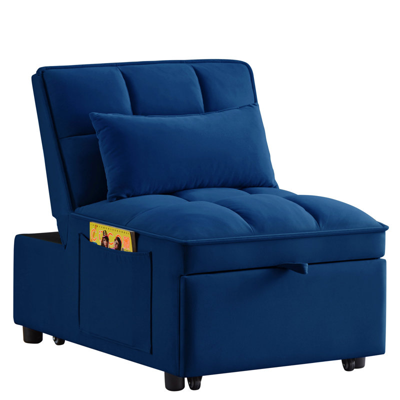 Lit 4 en 1, bleu marine. Réglable pour un ajustement personnalisé. Chaise longue. Gain de place. Tissu en velours. Structure en métal. Lit gigogne simple sans effort. Confort maximal. Revêtement convertible. Construire.