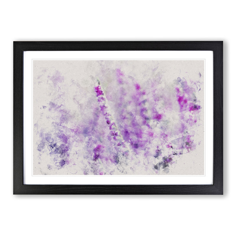 Purple Heather - Single Picture Frame Print on Wood, 36cm H x 48cm W x 2cm D, Black Framed
