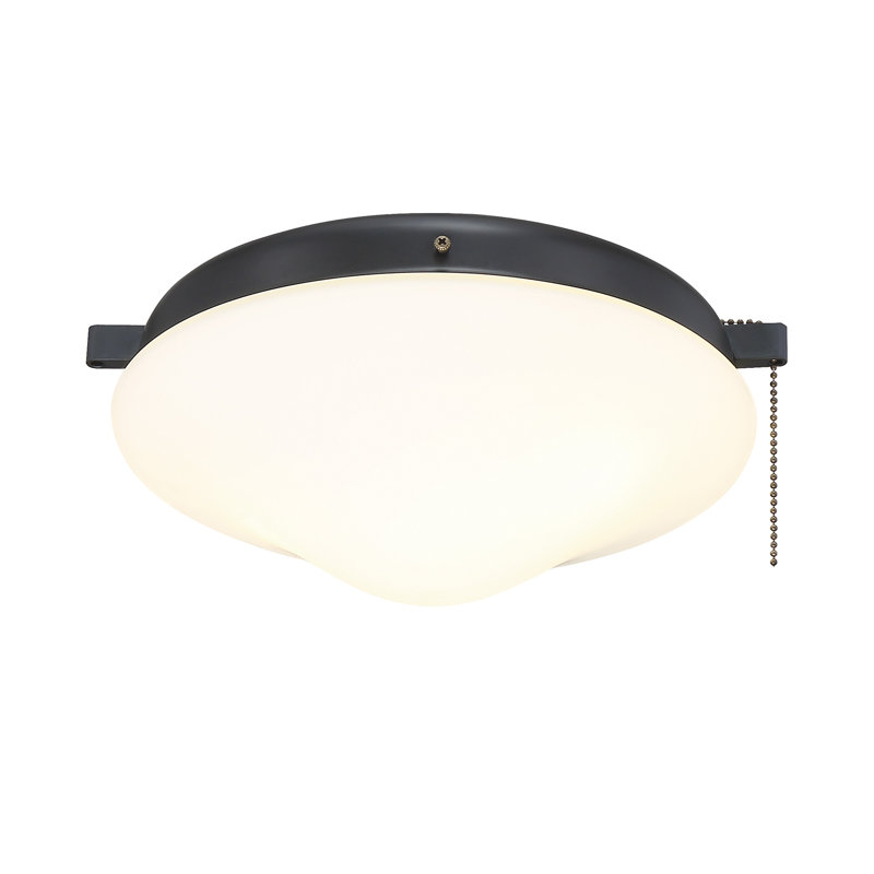 Ventilateur 2 lumières Meridian en noir mat, Dos plat