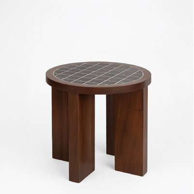 Side Table Acacia Wood & Tile