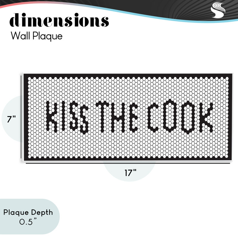 Plaque murale rétro «Kiss the Cook», conception par Elizabeth Medley