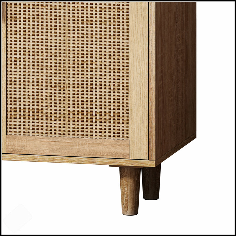 Armoire de rangement élégante et fonctionnelle en rotin à 4 portes avec tablettes réglables pour une organisation améliorée