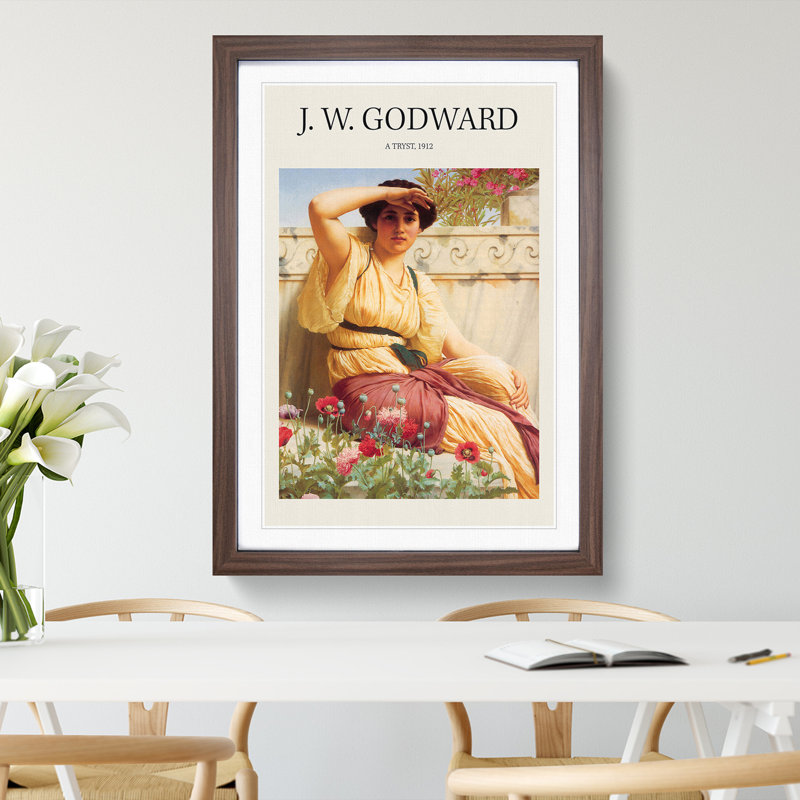 A Tryst by John William Godward - Picture Frame Painting, 36cm H x 27cm W x 2cm D, Walnut Framed