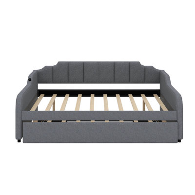 Upholstery Daybed With Trundle And USB Charging Design by Hokku Designs